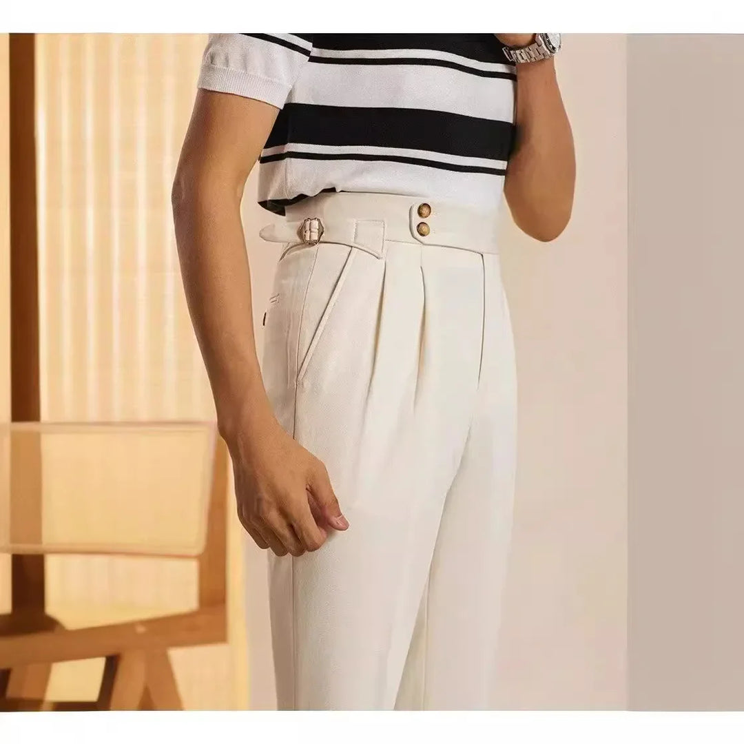 Pantalones casuales versátiles de estilo coreano para hombres, corte recto, ajuste holgado, pantalones de traje modernos