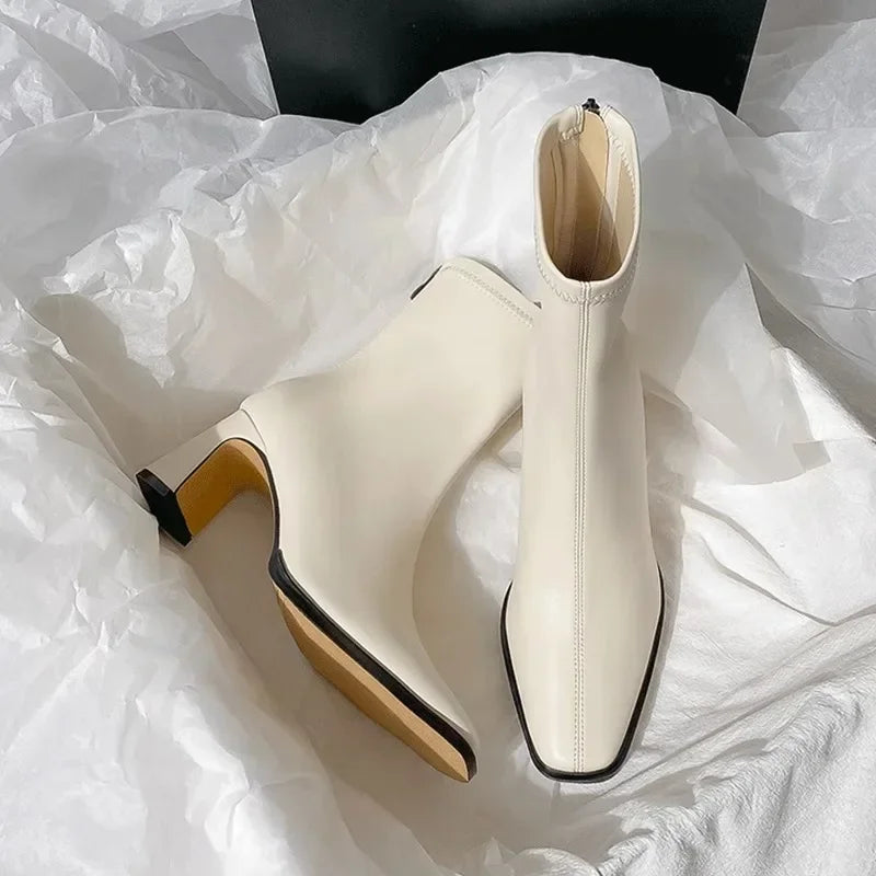 Ankelstøvler Dame Vintage | Firkantet Tå Tyk Hæl Varm Vinter