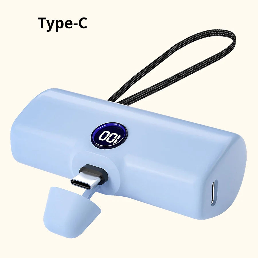 Mini Liboer 5000mAh eksternt batteri | hurtigopladning med LED-display og Type-C/Lightning-stik