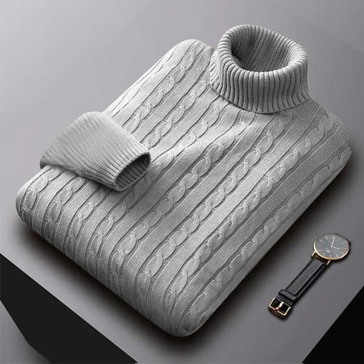 2025 ny suéter de hombre de cuello alto de un solo color suéter de punto cálido casual suéter de cuello alto de lana para hombre invierno exterior superior