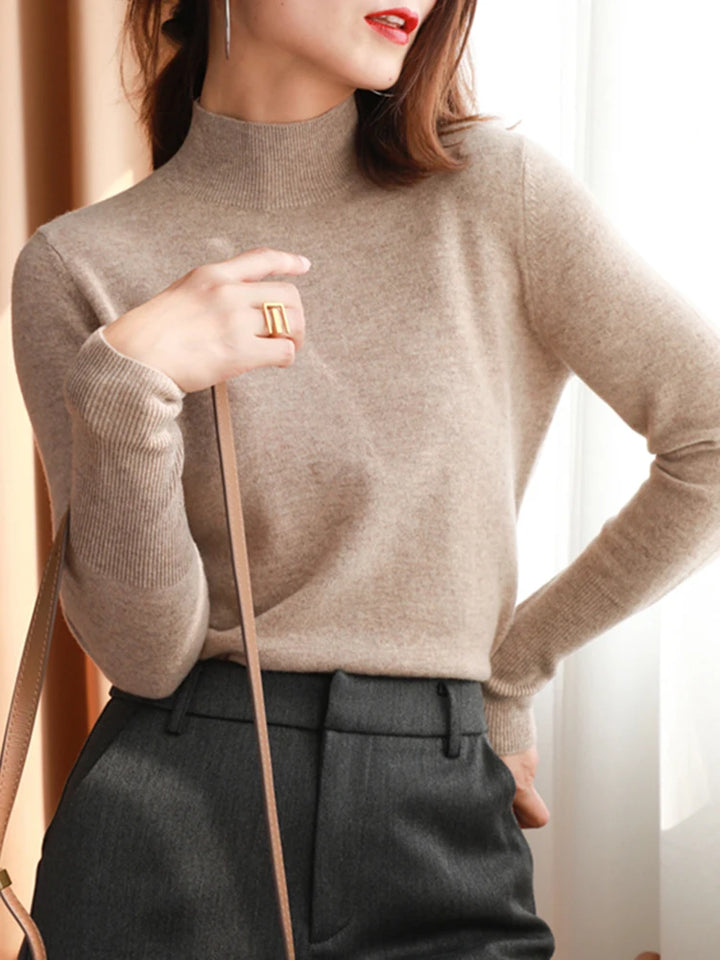 Suéter de cuello alto para mujer | Suéter ajustado de punto, suave y cálido