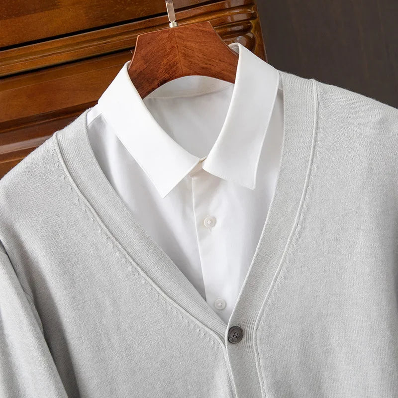 Suéter cárdigan para hombre | Cuello en V clásico de negocios casual otoño invierno