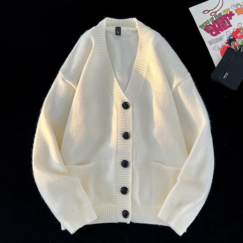 Cárdigan Jacquard para hombre | Suéter de punto con cuello en V Otoño Invierno