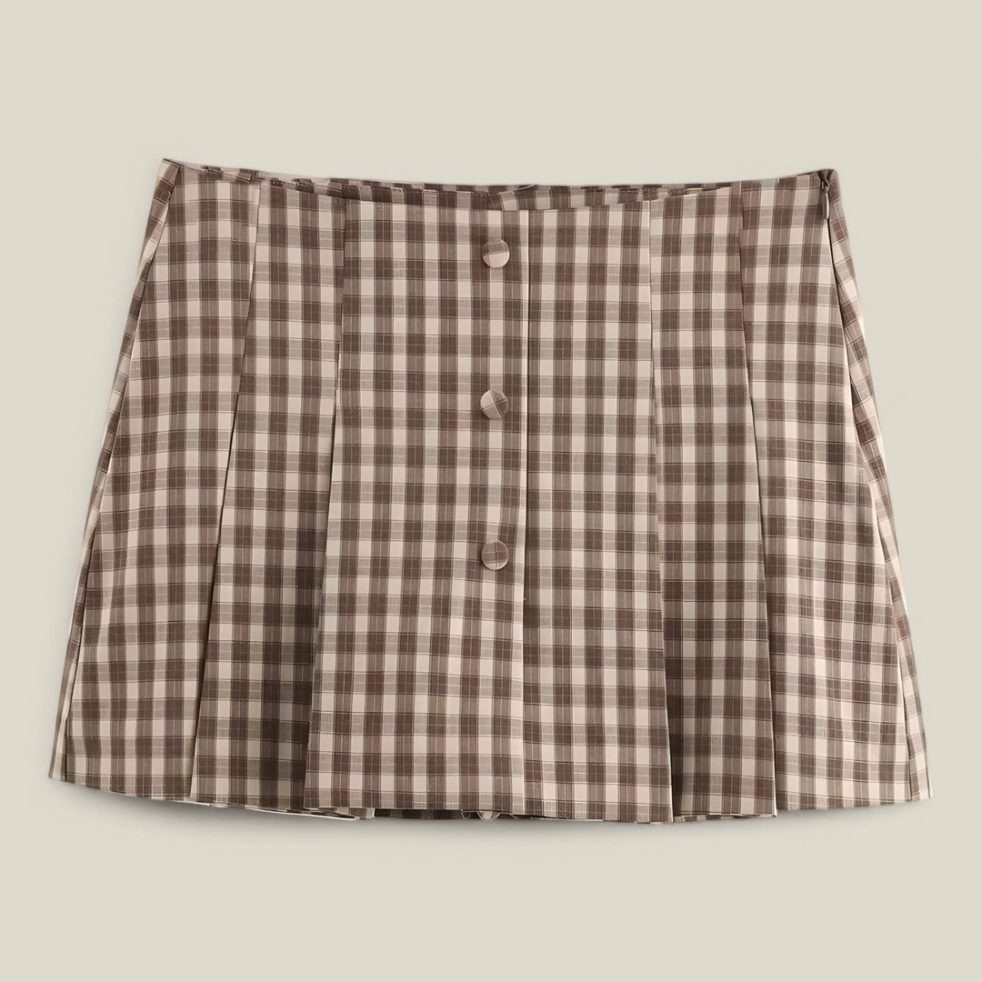 Clea 2-osainen setti ruudullisella minihameella | Kevyt ja feminiininen preppy-chic tyyli