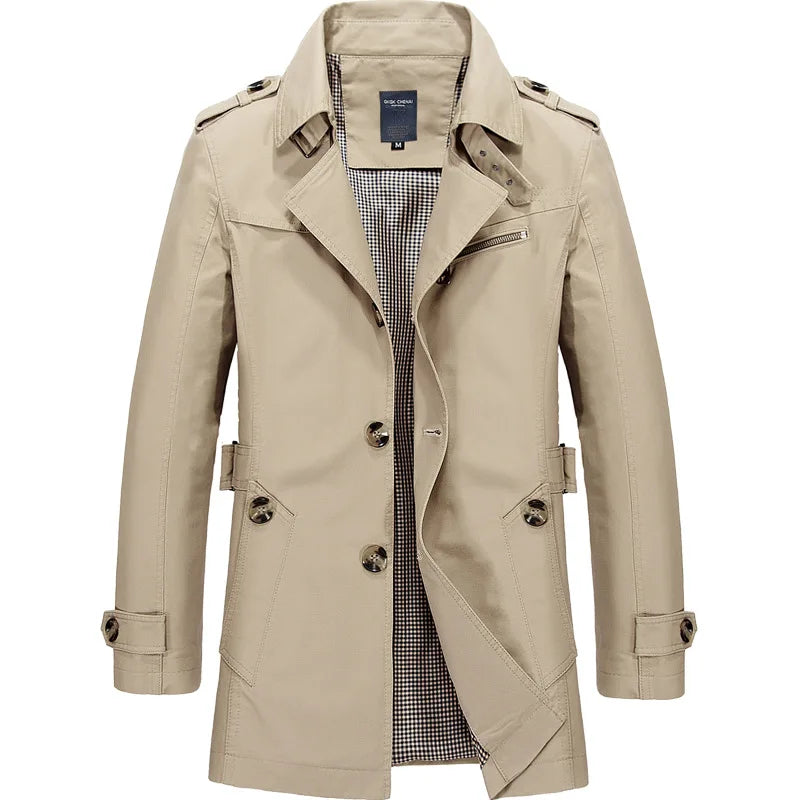 Gabardina para hombres | Casual y de negocios Abrigo sencillo de una hilera