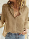 Elegante camisa de lino de algodón para mujer, casual, lisa, con botones y solapa, manga larga, blusa suelta tipo túnica, otoño invierno