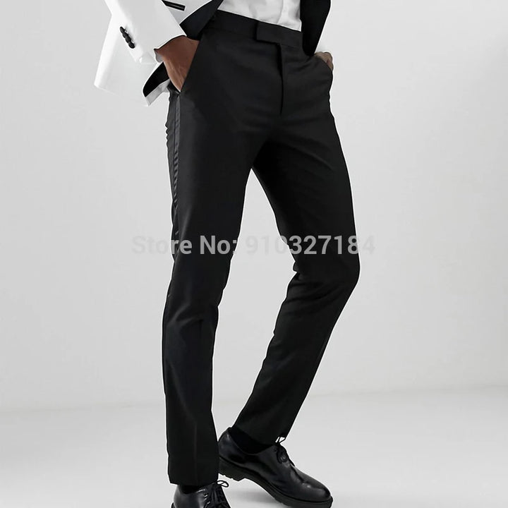Pantaloni scurți pentru bărbați cu dungi din satin, croială slim, pantaloni formali pentru nuntă și seară