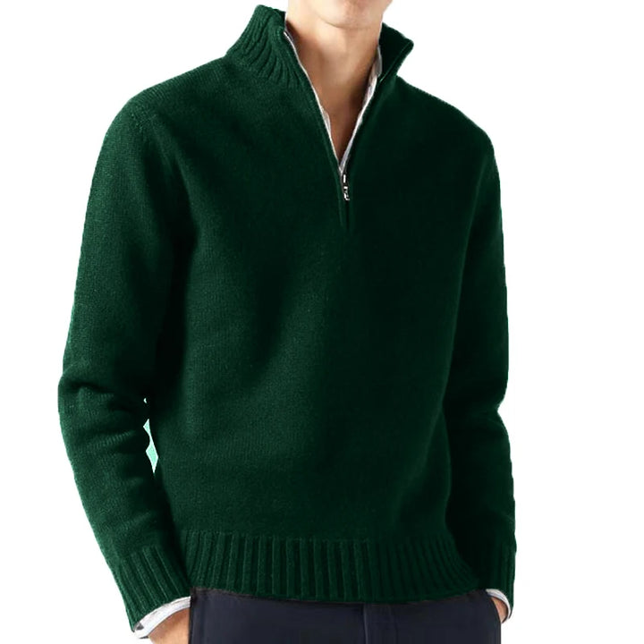 Suéter de cuello alto de otoño para hombre, jersey de punto, pulóver liso de manga larga, chaqueta casual cálida para hombre