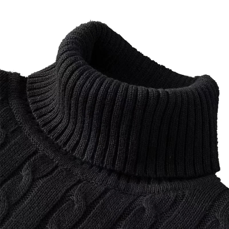 2025 ny suéter de hombre de cuello alto de un solo color suéter de punto cálido casual suéter de cuello alto de lana para hombre invierno exterior superior