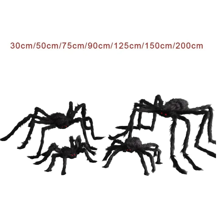 Halloween Stor Plysedderkop | Skræmmende Dekoration 30–200 cm til Hjem & Fest