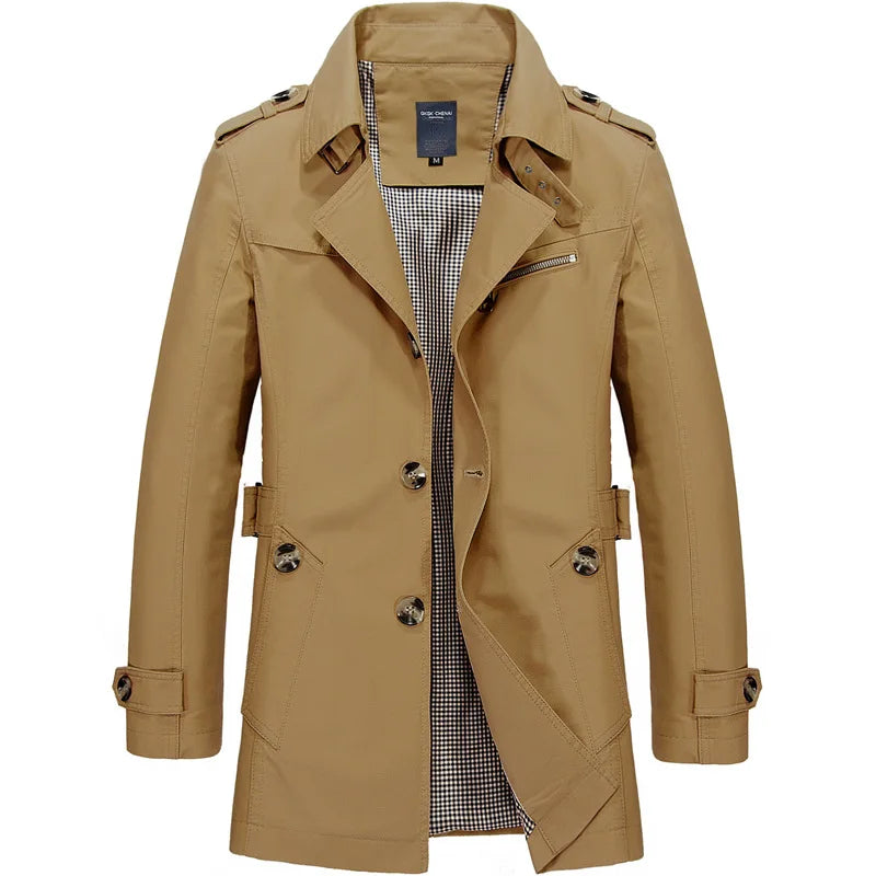 Gabardina para hombres | Casual y de negocios Abrigo sencillo de una hilera