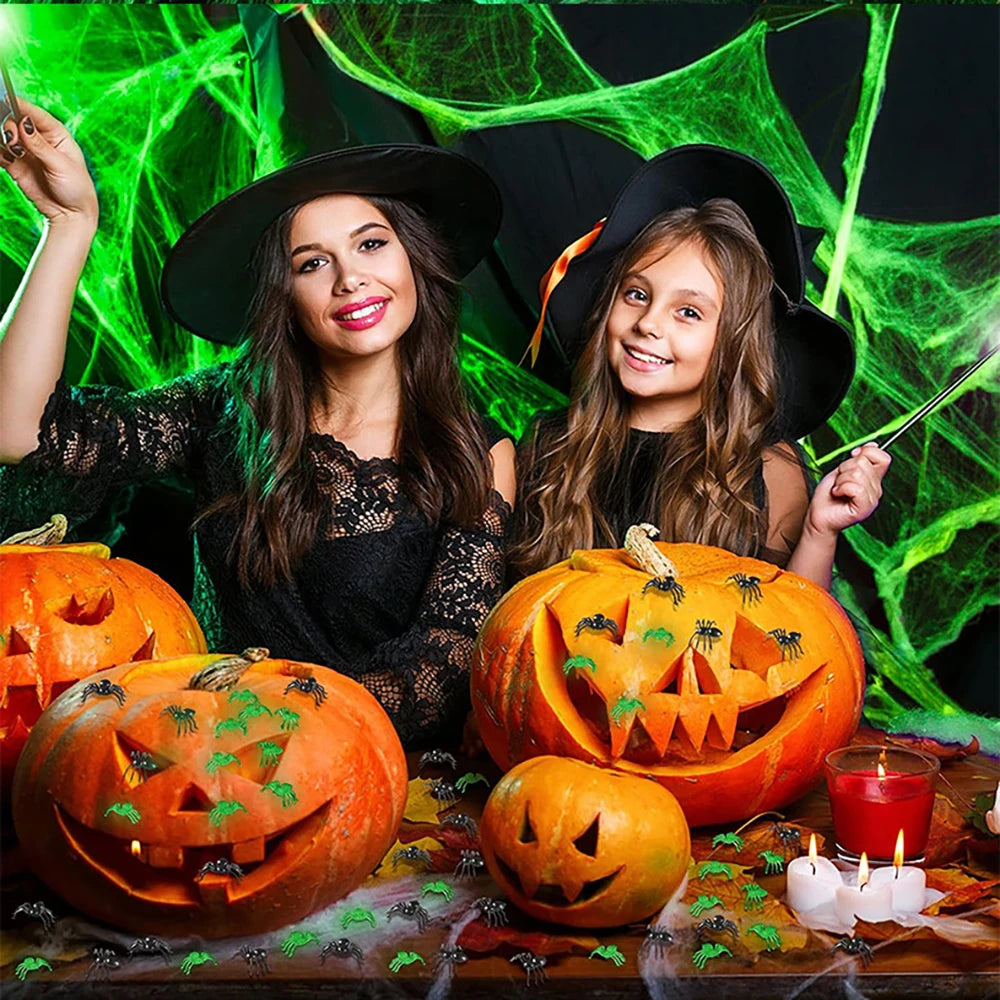 Halloween Selvlysende Edderkoppespind | Glow In The Dark Spindelvæv til Uhyggelig Udendørs Dekoration