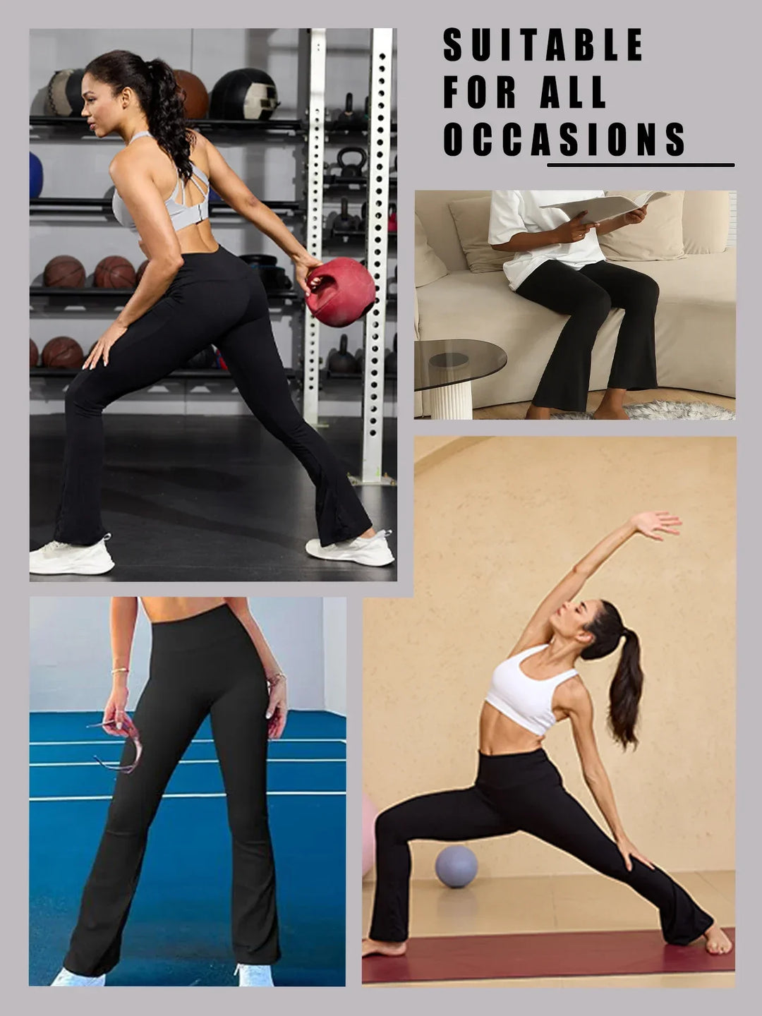 Pantaloni super moi pentru femei cu croială largă | Talie înaltă, control al abdomenului și pantaloni de yoga cu croială largă
