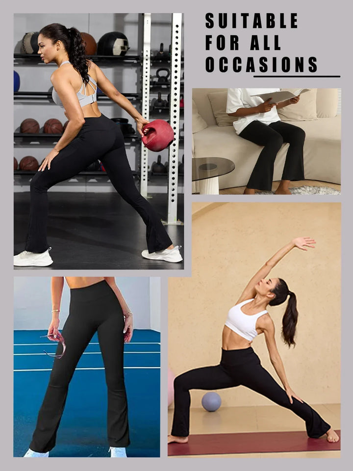 Pantaloni super moi pentru femei cu croială largă | Talie înaltă, control al abdomenului și pantaloni de yoga cu croială largă