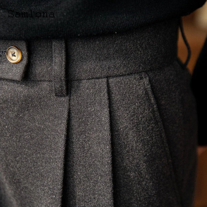 Pantaloni eleganți pentru bărbați cu buzunare, pantaloni formali de petrecere, stil italian, pantaloni moi din lână