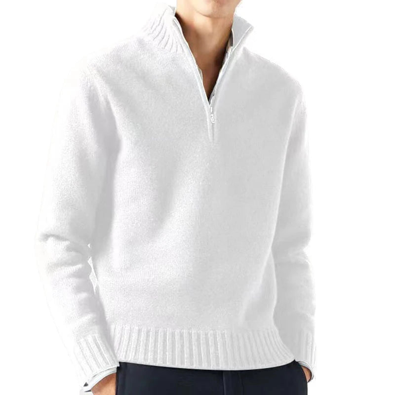 Suéter de cuello alto de otoño para hombre, jersey de punto, pulóver liso de manga larga, chaqueta casual cálida para hombre