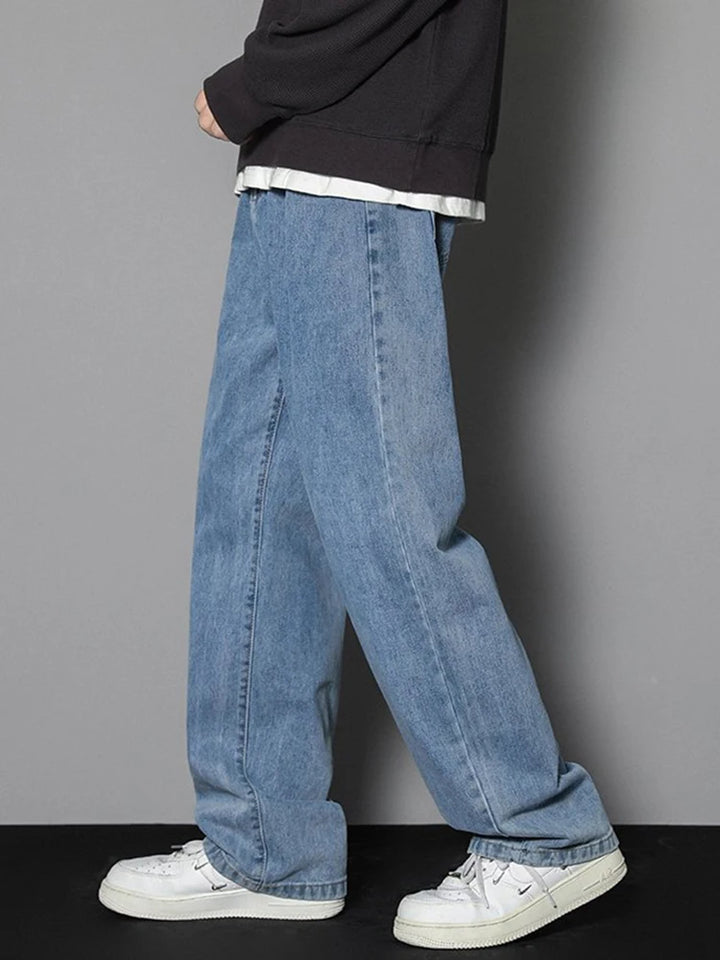 2025 Jeans coreanos para hombre | Jeans largos y relajados con pierna recta y ancho de pierna amplio