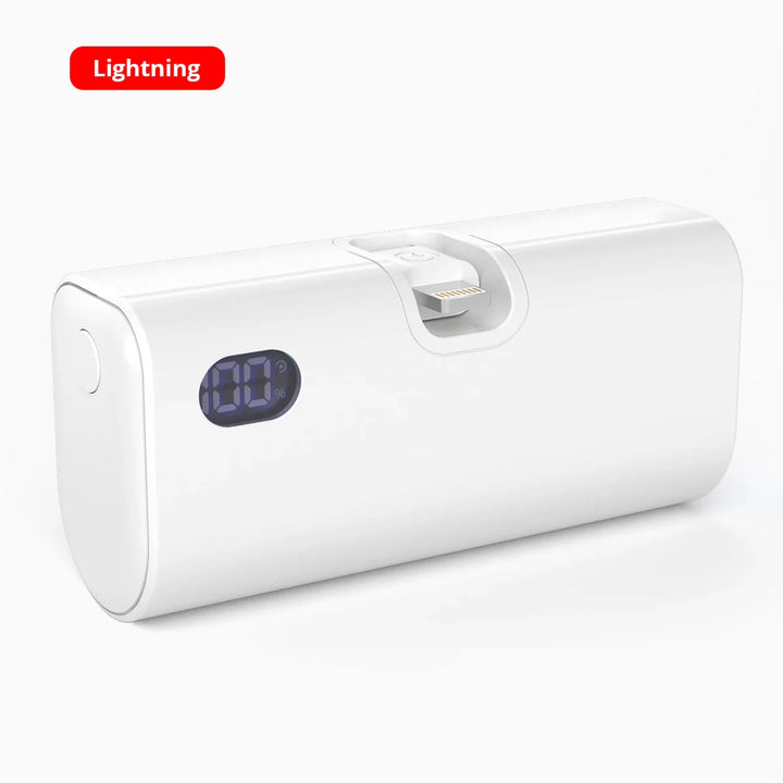 Liboer Foldbart eksternt batteri Hurtig opladning | 5000mAh USB-C eller Lightning LED-skærm