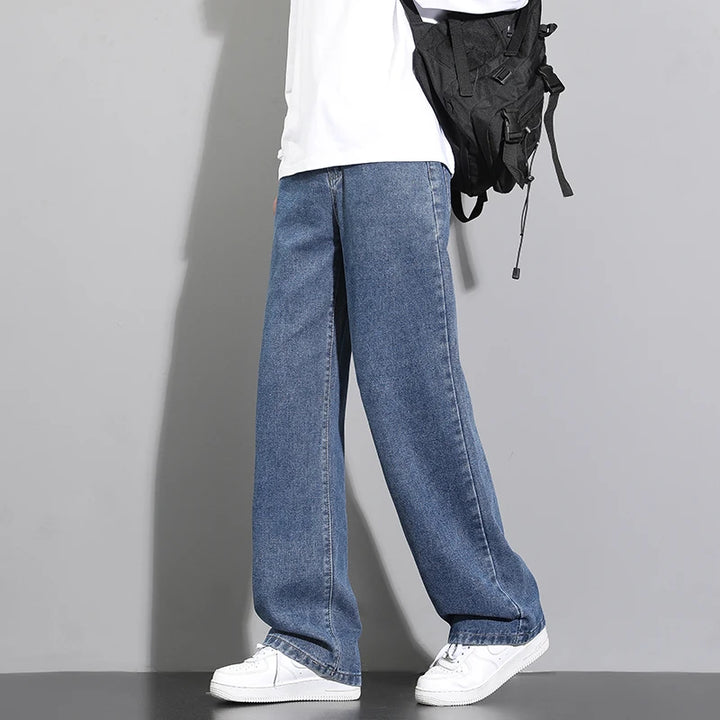 2025 Jeans coreanos para hombre | Jeans largos y relajados con pierna recta y ancho de pierna amplio