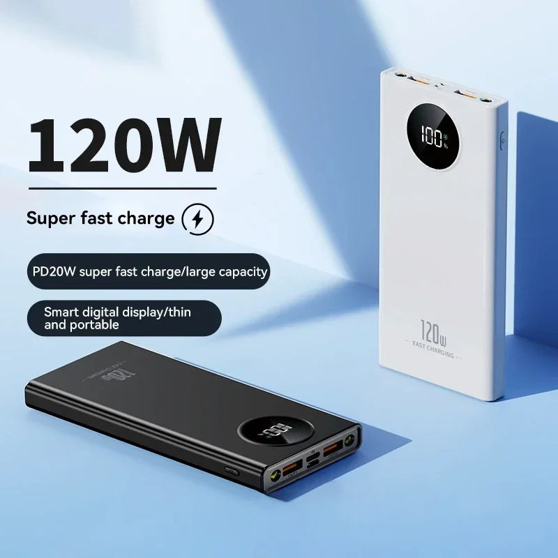 Liboer Ulkoinen akku 80000mAh | Erittäin nopea lataus 120W | Tehopankki suurella kapasiteetilla iPhonelle, Xiaomille, Samsungille