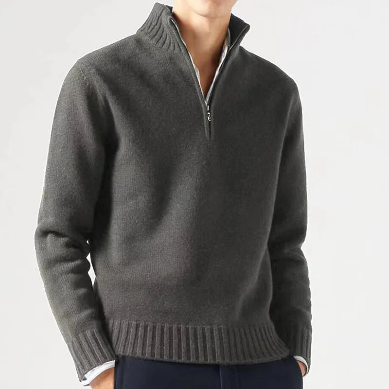 Suéter de cuello alto de otoño para hombre, jersey de punto, pulóver liso de manga larga, chaqueta casual cálida para hombre
