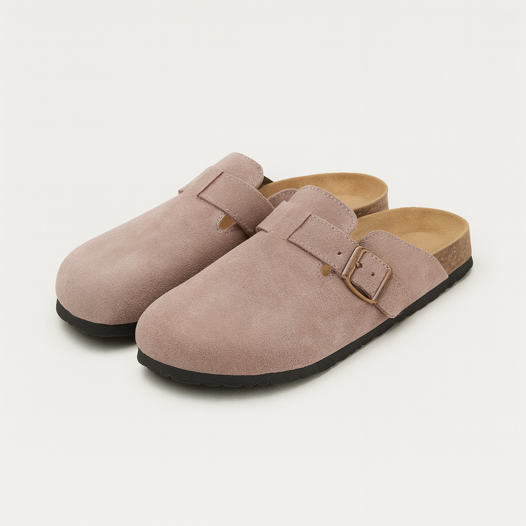 Faux suede clogs Ergonomic footbed & adjustable buckle 