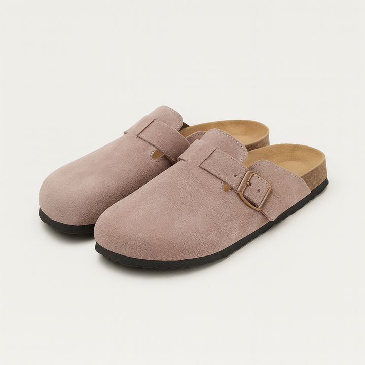 Faux suede clogs Ergonomic footbed & adjustable buckle 