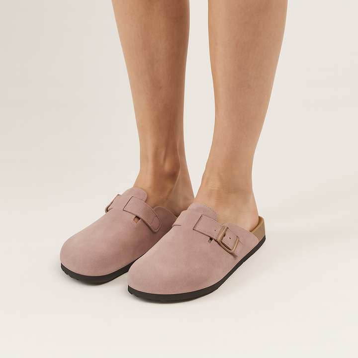 Faux suede clogs Ergonomic footbed & adjustable buckle 