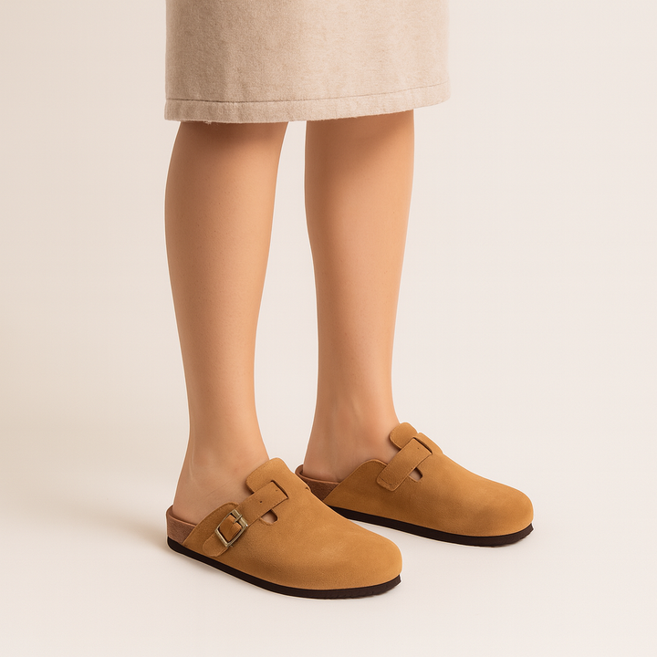 Faux suede clogs Ergonomic footbed & adjustable buckle 