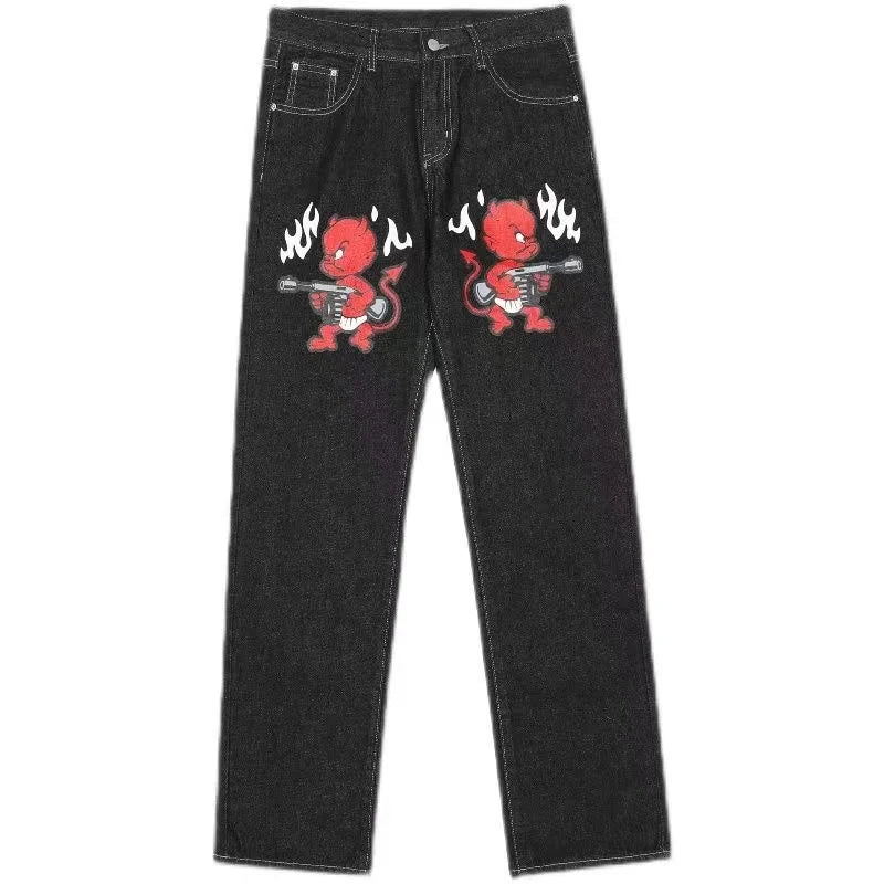 Blugi pentru femei cu broderie cu diamante în stil gotic, blugi vintage cu talie joasă și evazați, pantaloni largi din denim retro Y2k pentru femei, pantaloni streetwear înalți