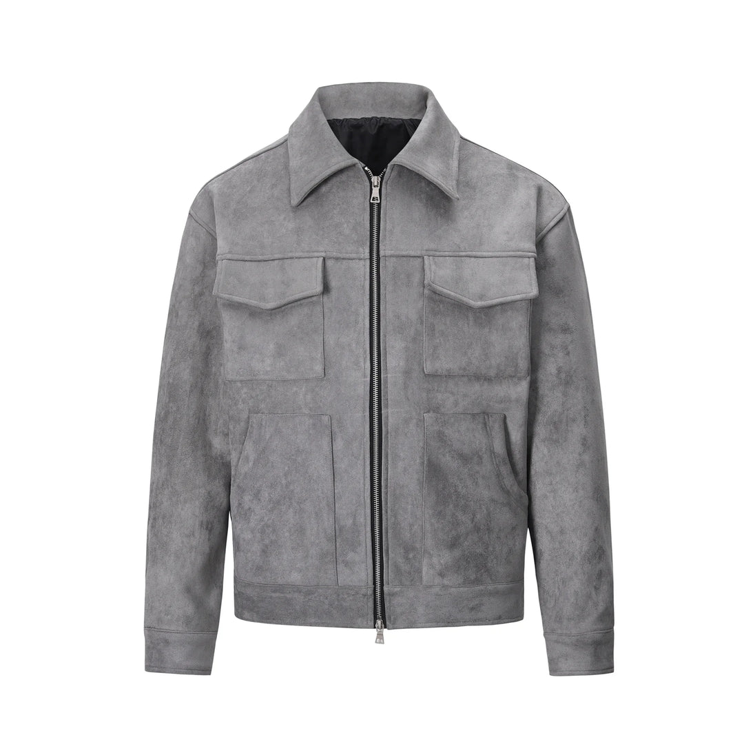 Geacă de toamnă pentru bărbați - poliester elegant, 4 buzunare practice, stil casual versatil