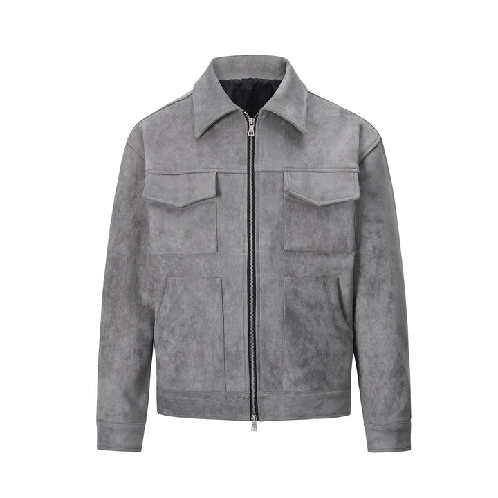 Geacă de toamnă pentru bărbați - poliester elegant, 4 buzunare practice, stil casual versatil