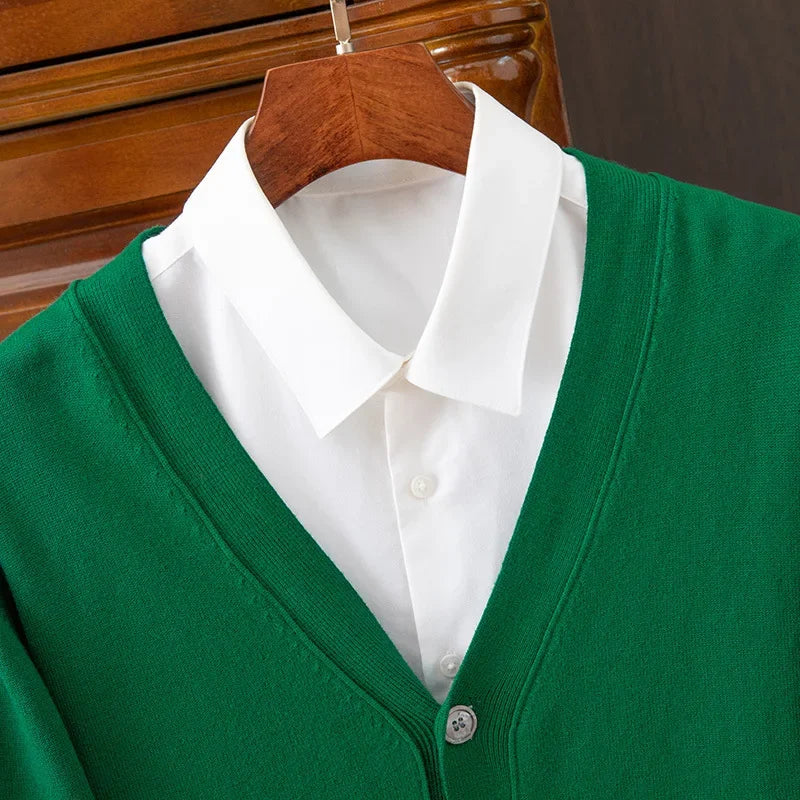 Suéter cárdigan para hombre | Cuello en V clásico de negocios casual otoño invierno