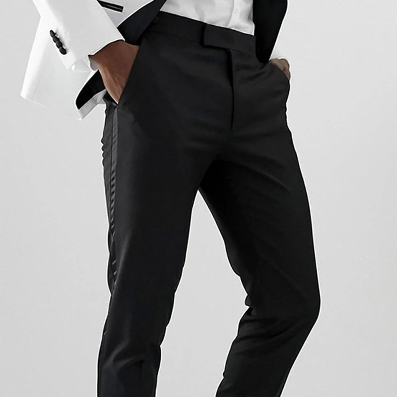 Pantaloni scurți pentru bărbați cu dungi din satin, croială slim, pantaloni formali pentru nuntă și seară