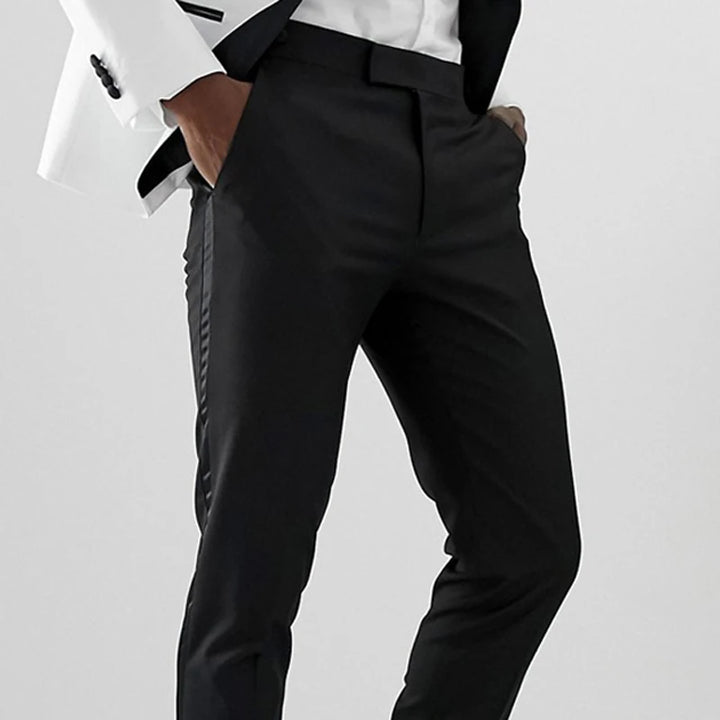 Pantaloni scurți pentru bărbați cu dungi din satin, croială slim, pantaloni formali pentru nuntă și seară