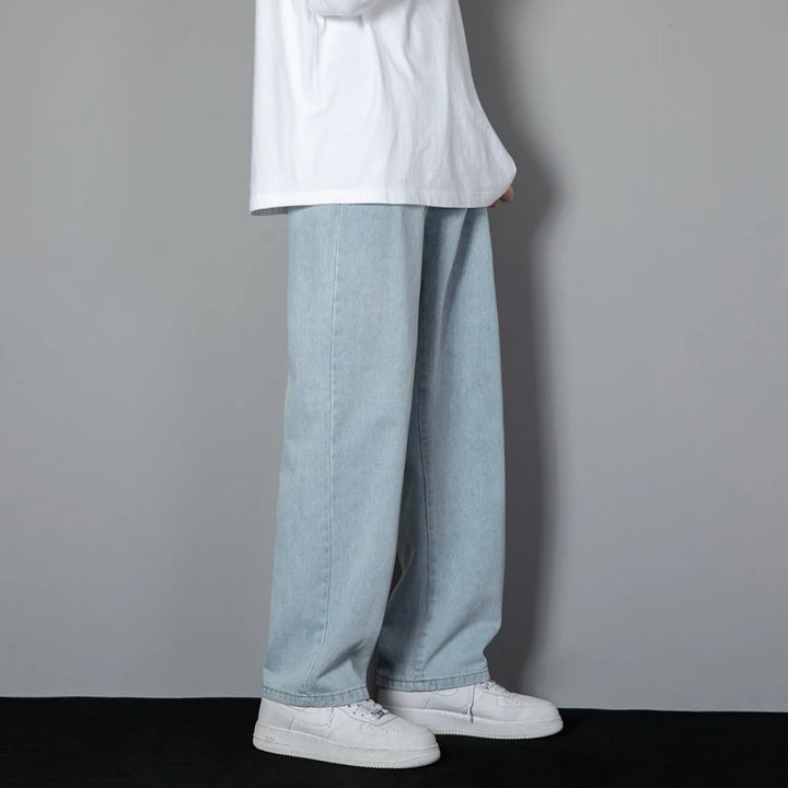 2025 Jeans coreanos para hombre | Jeans largos y relajados con pierna recta y ancho de pierna amplio
