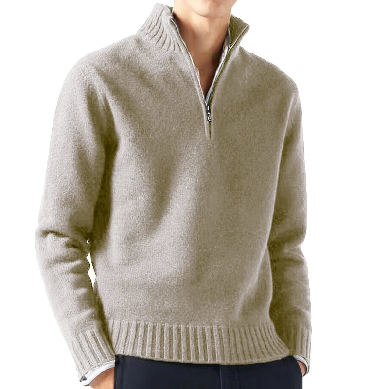 Suéter de cuello alto de otoño para hombre, jersey de punto, pulóver liso de manga larga, chaqueta casual cálida para hombre