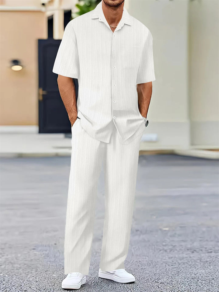 Sommer nuevo moda masculina camisa clásica hombre negocio casual conjunto