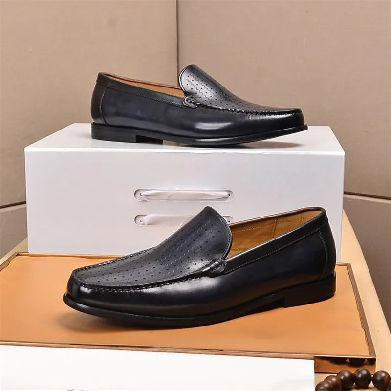 Últimos zapatos para hombre 2025 en cuero genuino | Zapatos de conducción sin cordones, mocasines y mocasines cómodos