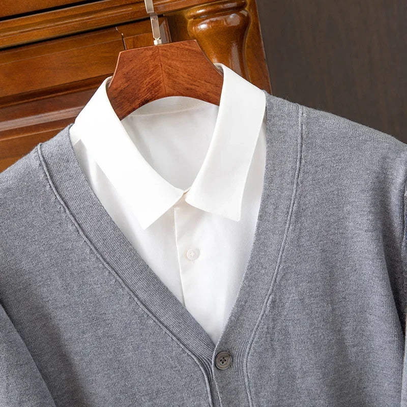 Suéter cárdigan para hombre | Cuello en V clásico de negocios casual otoño invierno