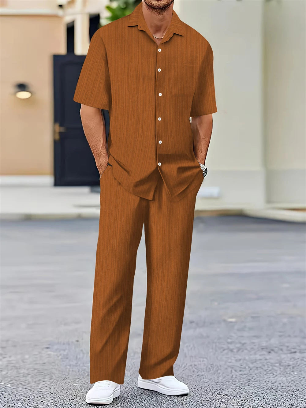 Sommer nuevo moda masculina camisa clásica hombre negocio casual conjunto