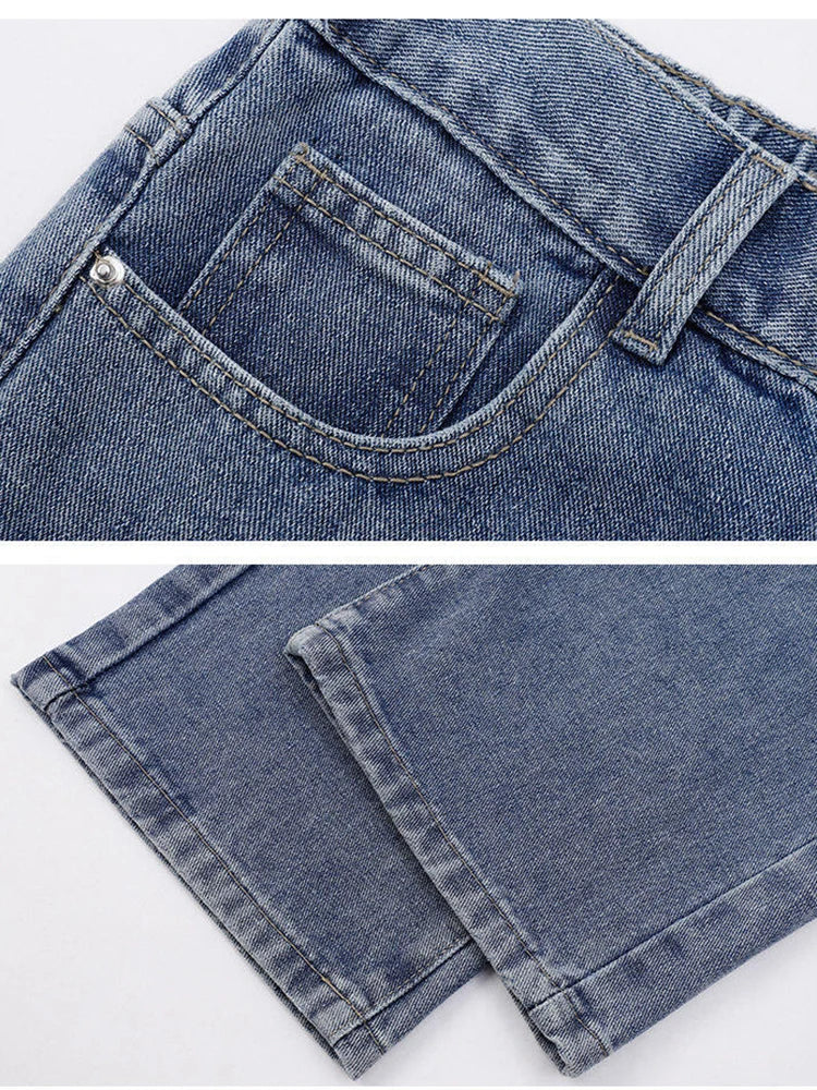 2025 Jeans coreanos para hombre | Jeans largos y relajados con pierna recta y ancho de pierna amplio