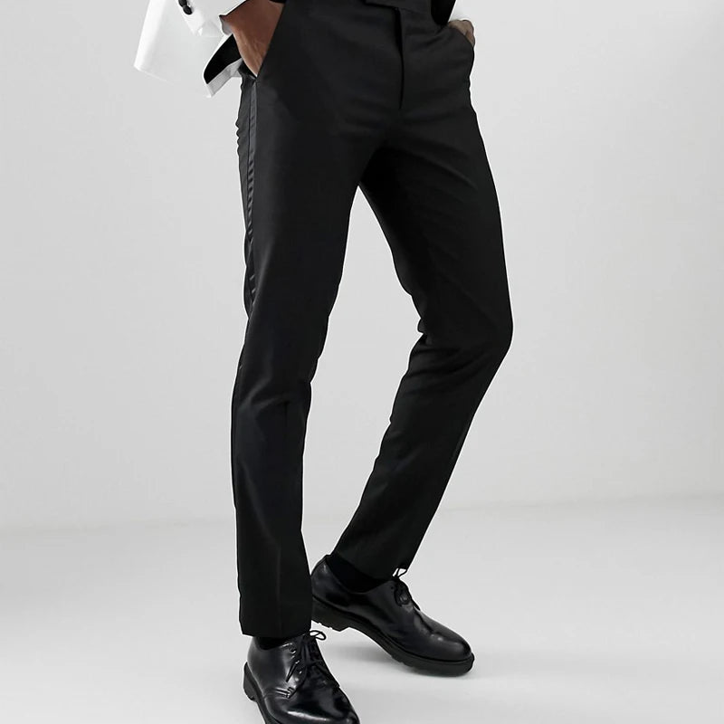 Pantaloni scurți pentru bărbați cu dungi din satin, croială slim, pantaloni formali pentru nuntă și seară