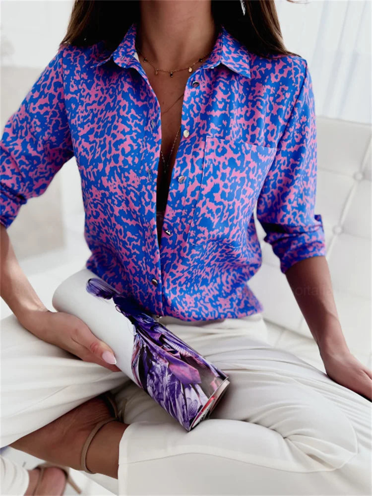 Blusa elegante de mujer con patrón a rayas, corte slim, camisa de oficina con bolsillo, mangas largas, primavera otoño