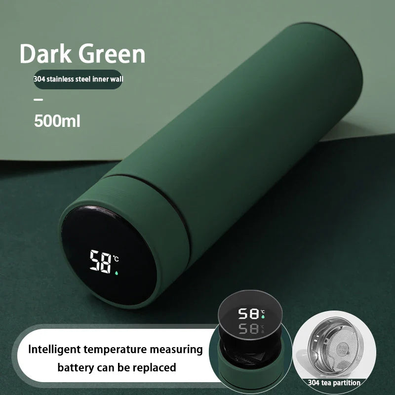 ThermoFlask eristetty ruostumattomasta teräksestä valmistettu pullo LCD-lämpötilanäytöllä | 500 ml kaksoisseinämä