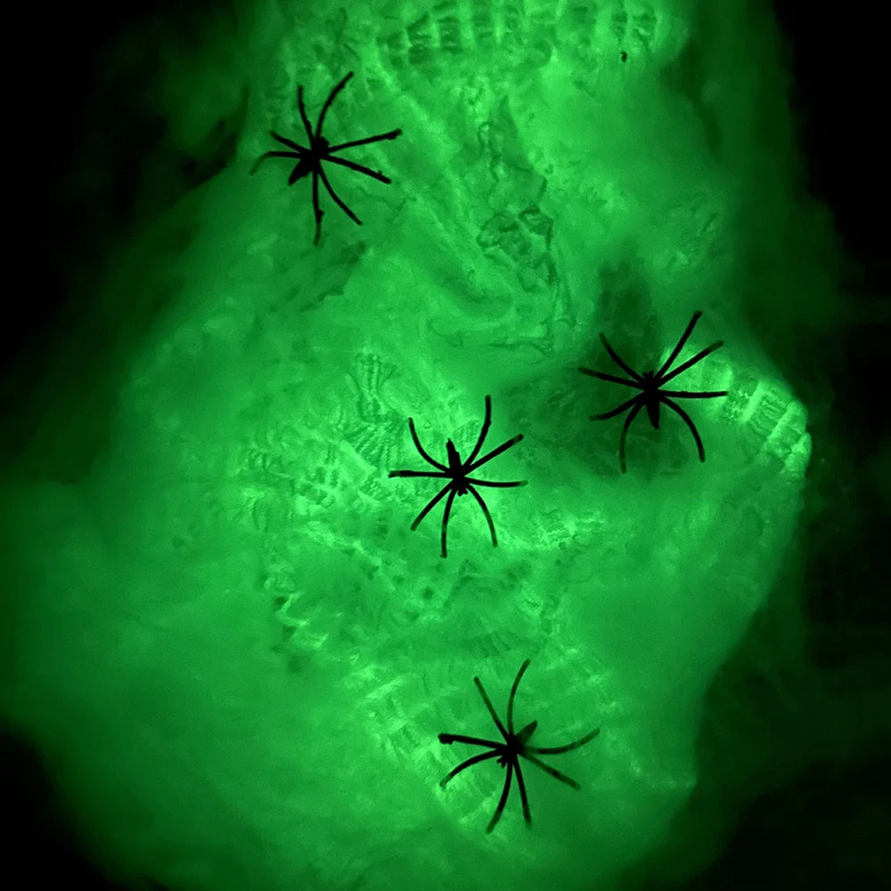 Halloween Selvlysende Edderkoppespind | Glow In The Dark Spindelvæv til Uhyggelig Udendørs Dekoration