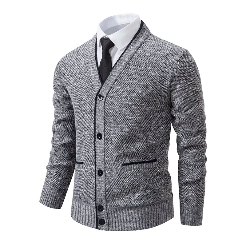 Cardigan tricotat pentru bărbați | Jachetă pulover casual cu guler în V toamnă iarnă
