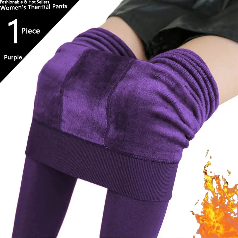 Colanți de iarnă pentru femei cu talie înaltă, călduroși, groși, din catifea elastică, colanți casual pentru fiecare zi