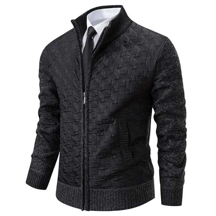 Pulover cardigan pentru bărbați | Pulover călduros din fleece cu guler în picioare pentru toamnă iarnă