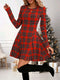 Mini Kjole Jul Dame | Rød Plaid Langærmet Swing